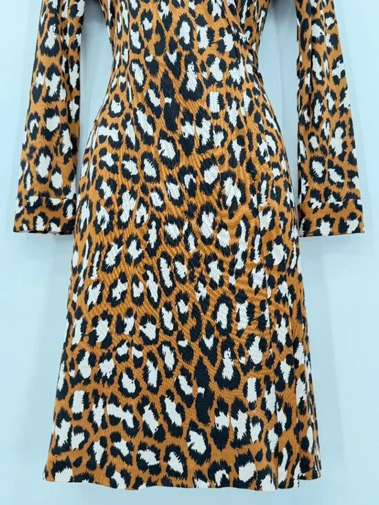 Diane von Furstenberg Silk Wrap Dress Leopard Cocktail 2 - Picture 3 of 12